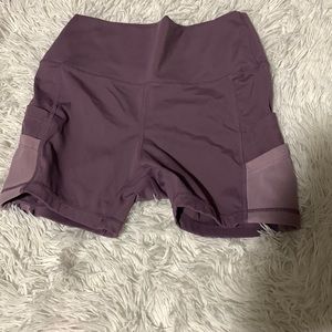 Purple latex shorts , biker shorts